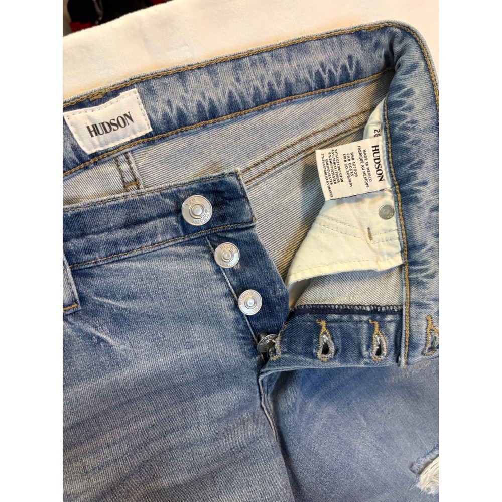 Hudson Jeans Women 28 Blue Riley Mid-Rise Straight Crop Distressed Denim NWT - Picture 3 of 8